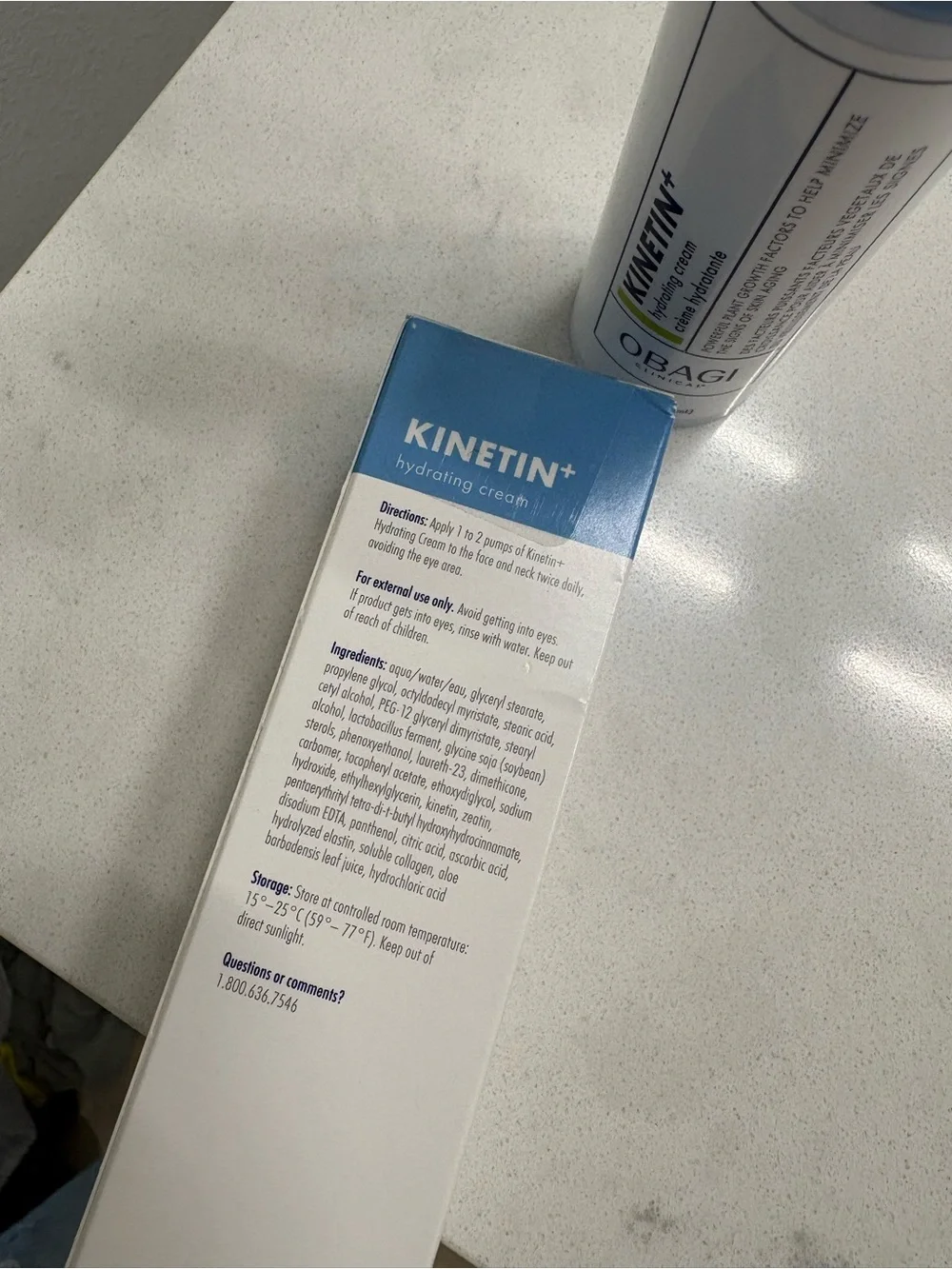 Obagi Kinetin+ Hydrating Cream – White with Blue Accents and Green Label